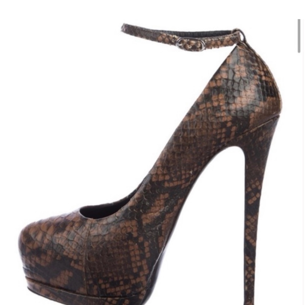 Brown Snakeskin High Heel Pumps